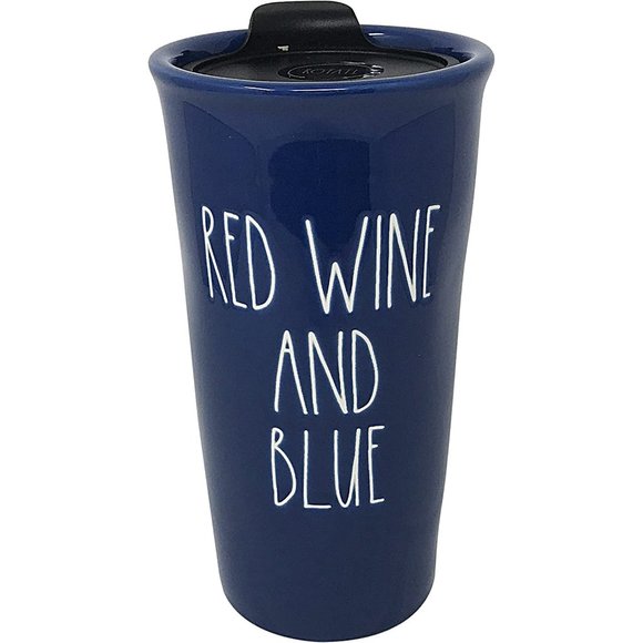 NWT Rae Dunn Red, Wine and Blue Travel Mug - Picture 1 of 2